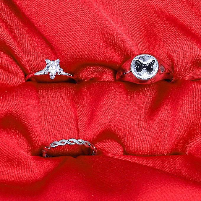 fluffy women accessories مجموعه خاتم الوردة السوداء- فلافي مكونه من 3 قطع