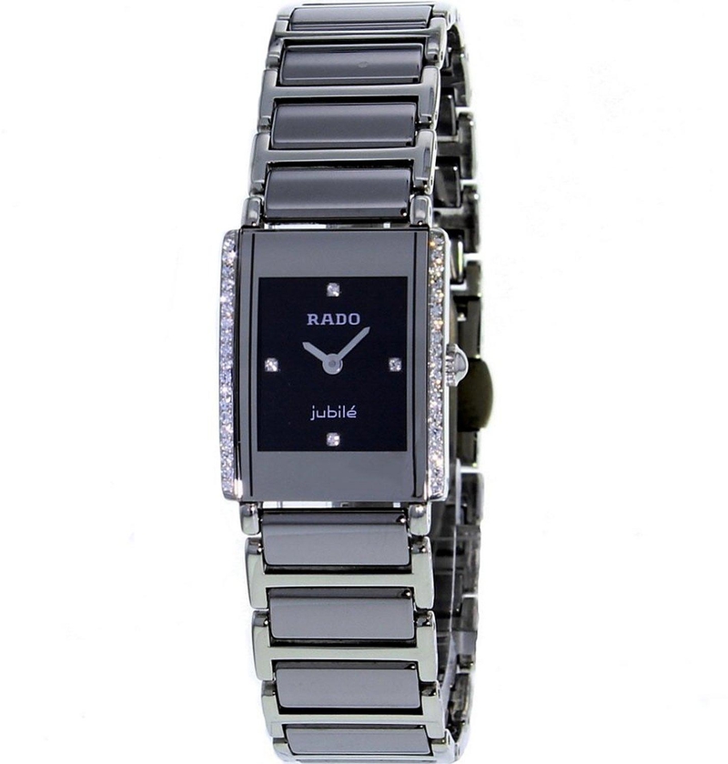 Rado Women's Integral Jubile Black Dial Silver Ceramic Quartz Watch