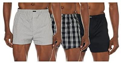 Calvin Klein Men's Boxer Woven Pack of 3 Boxer Shorts, Black (Black/Morgan/Montague BMS), Small