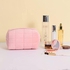 Plush makeup bag cosmetic bag for women,zipper large solid color travel toiletry bag travel make up toiletry bag washing pouch (Pink)