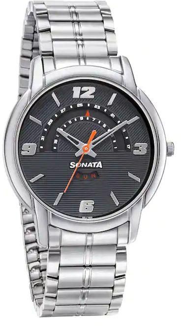 Sonata SONATA 77031SM06 Watch for Men Analog Black Metal Band