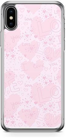 Transparent Edge Protective Case Cover For Apple iPhone XS Max Valentines Day Couples Love Heart Pattern