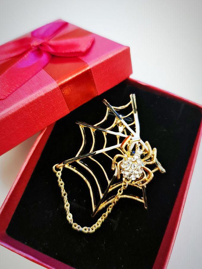 The Spider Web Golden Studded Brooch And Clothes Pin