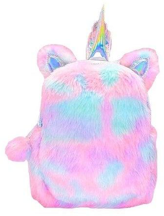 Plush Unicorn Backpack Pink/Blue