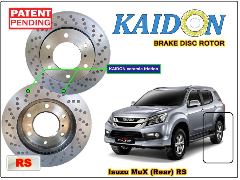Kaidon-Brake Isuzu Mux Disc Brake Rotor (REAR) type "RS" spec