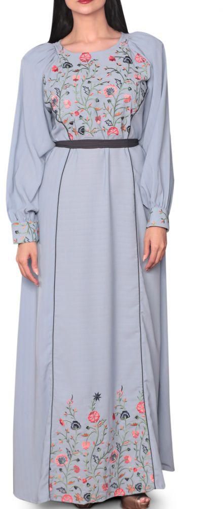 فستان حسناء المطرز باللون الأزرق - كبير/كبير جداً