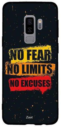 غطاء حماية لهاتف سامسونج جالاكسي S9 بلس نمط بعبارة "No Fear No Limits No Excuses"