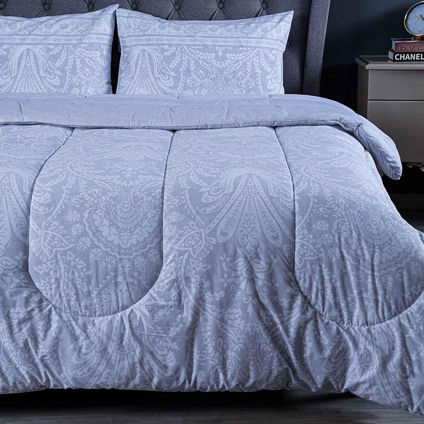 Pan Emirates Home Furnishings Home Dori Damask 3-Piece Comforter Set 200X240cm-Grey