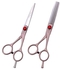 2-Piece Hair Cutting Scissors And Thinning Shears Set Rose Gold/Silver 6inch