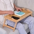 Bamboo Bed Tray Table With Foldable Legs, Breakfast Tray With Handles