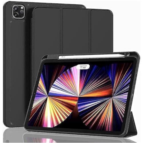 New iPad Pro 11 inch Case 2022 (4th Generation) with Pencil Holder and iPad Smart Case [Support Touch ID & Auto Wake/Sleep] with Pencil 2nd Gen Auto Charging (Black)
