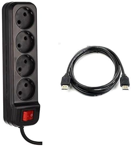 TV Essential Bundle (Power strip 10 amp black + HDMI TO HDMI Cable (Black, 1m))