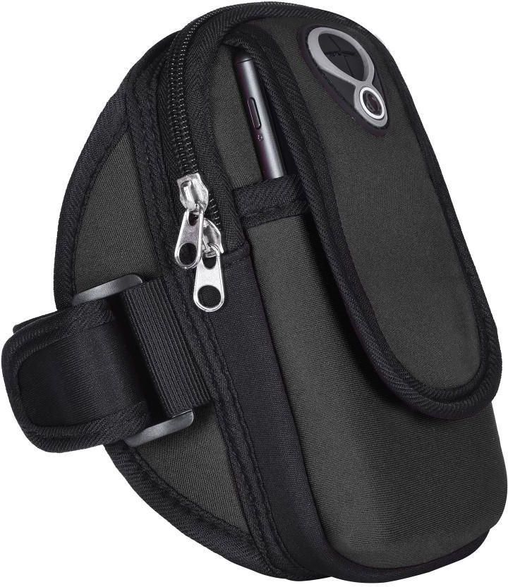 For iPhone 8 Plus / 7 Plus / 6 Plus Samsung Huawi Xiaomi - Double Pockets Multi-functional Outdoor Sports Armband Bag with Earphone Hole - Black