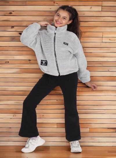 Girls' Fur-Trimmed Sweatshirt, Age 6, Winter 2024 Trends, High-Quality Fabric, Super Soft Materials, Printed in Attractive Colors