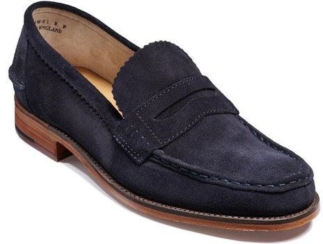 Barker Caruso Classic Penny Loafer  - Navy Suede