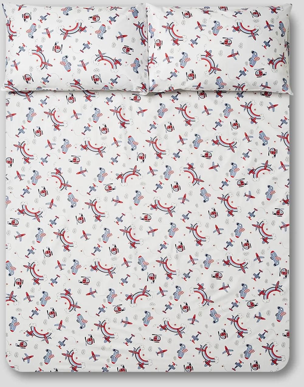 Rishahome 3-Piece Printed 180 TC Cotton Bedsheet Set Queen Size, Premium Collection, 2 Bedsheet+1 Pillow Case, Apron