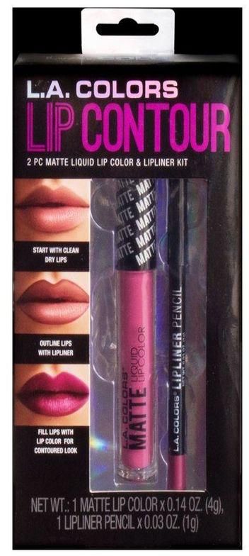 L.A. Colors 2 Pc Matte Liquid Lip Color & Lipliner Kit - Mauve