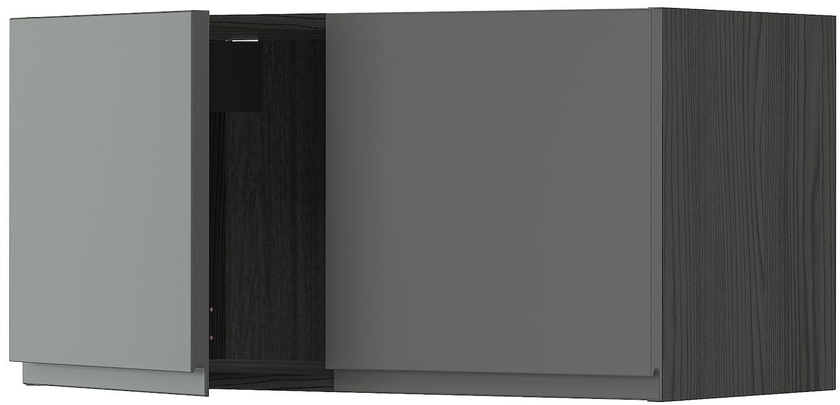 METOD Wall cabinet with 2 doors - black/Voxtorp dark grey 80x40 cm