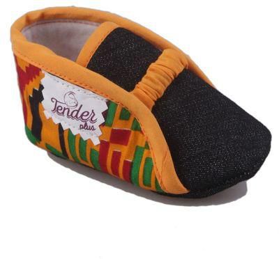 TenderPlus Bootie Baby Crib Shoes - Jeans + Kente Fabric