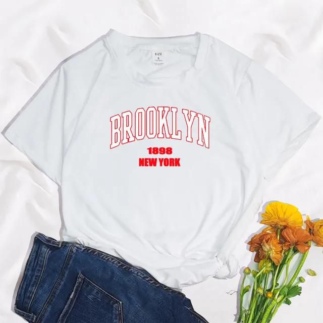Brooklyn Women Harajuku Oversized Print T Shirt Girl Y2K 90s Kawaii Graphic Tees Unisex USA Cartoon Clothes,Drop Ship