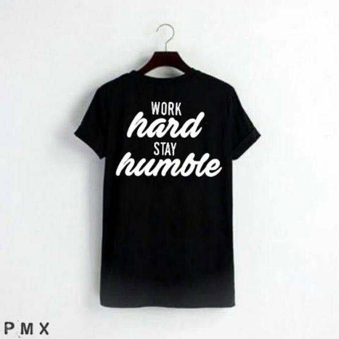 Work Hard Stay Humble Black Roundneck Polo