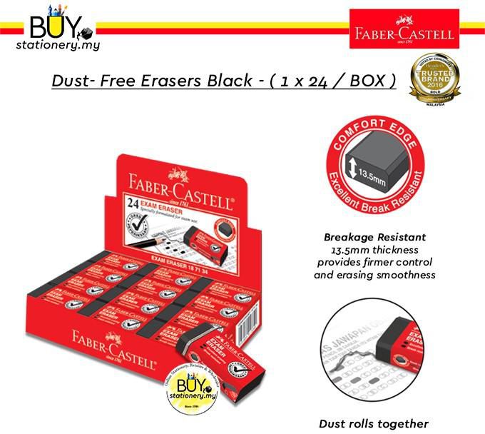 Faber Castell Dust Free Eraser Black- (24s/ BOX)