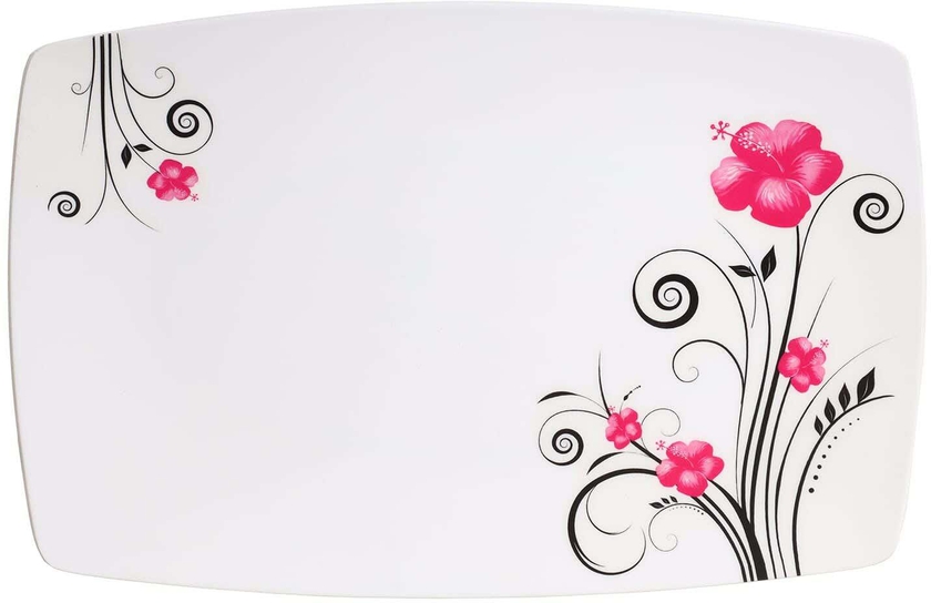 Get El Manar Rectangular Melamine Serving Plate 39×26 cm - White with best offers | Raneen.com