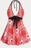 Plunge Plaid Heart Print Plus Size & Curve Halter Modest Swim Dress Set - L