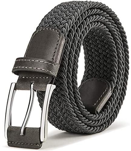 Stretch Belt for Men, Mens Woven Braided Web Belt, 3.5cm Width for Golf Casual Pants Shirts Jeans, 105cm Length