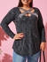 Plus Size Sequined Criss Cross Space Dye Tunic Tee - L