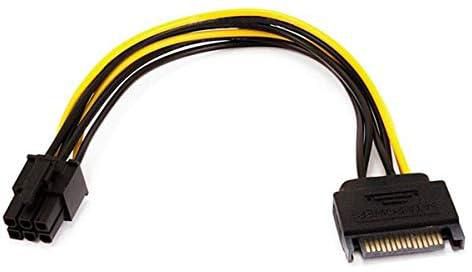 Monoprice 108494 SATA 8-Inch 15-Pin to 6-Pin PCI Express Card Power Cable, Black