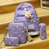 Neworldline 4 Sets Women Girl Rabbit Animals Travel Backpack School Bag Shoulder Bag Handbag-purple