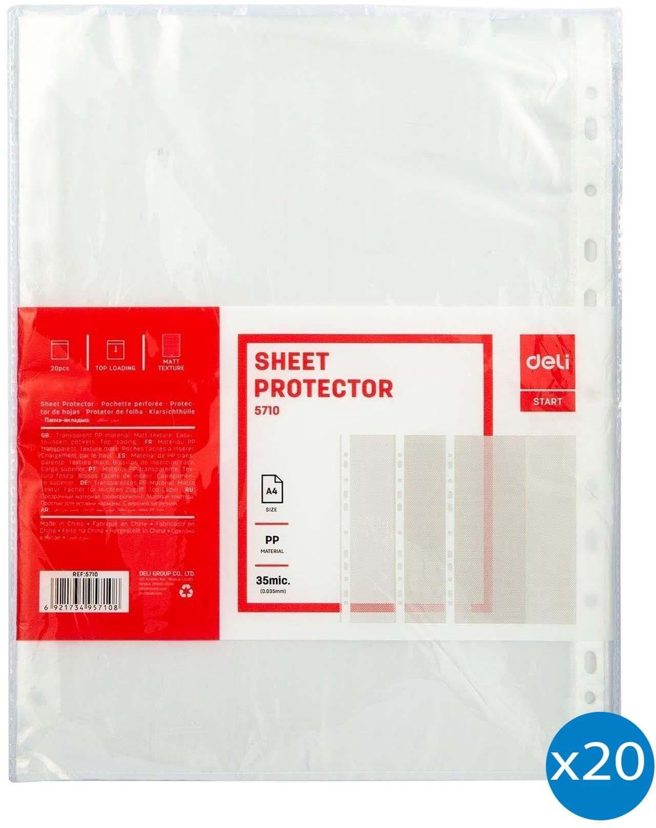 Deli A4 Size Sheet Protector Clear 20 PCS