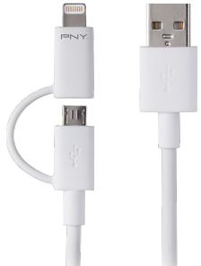 PNY C-UA-UULN-W01-01 Charge & Sync Cable with Micro-USB and Lightning Connector