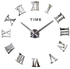 Large DIY Quartz 3D Roman Number Wall Clock Acrylic Sticker - Silver