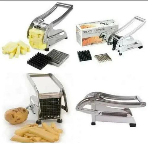 Metallic Stainless Chips Cutter/ SlicerStainless Steel Potato Cutter (Approx. 10 x 5 inch) 36 Hole Potato Fries Cutter (3x3 inch) 64 Hole French Fries Cutter (3x3 inch) Package Inc