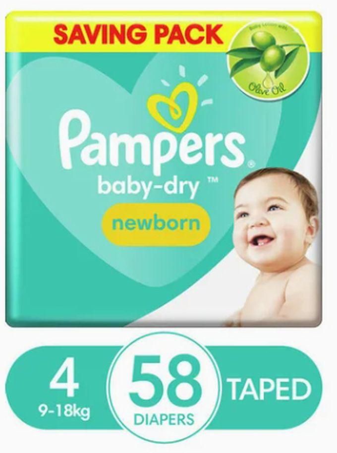 Pampers Baby Dry Diapers - Size 4 - 58 Pcs