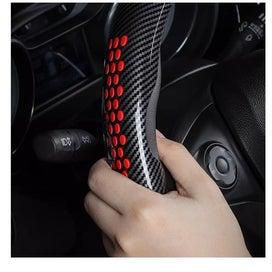 Universal Carbon Fiber Non-Slip Steering Wheel Cover Red Silicone Particles