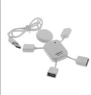 High Speed USB 2.0 4-Port Hub Mini Man For Desktop/Laptop Computers-White