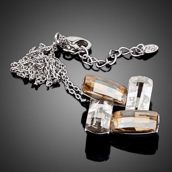 Four Rectangles Connected End to End Stellux Austrian Crystal Pendant Necklace