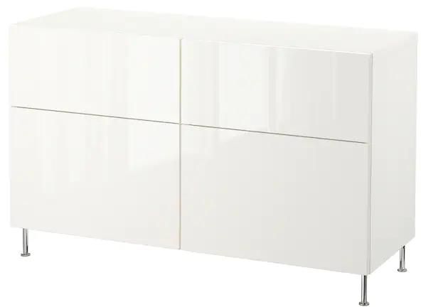 Storage combination w doors/drawers, white/Selsviken/Stallarp high-gloss/white