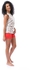 Andora Heather Grey Printed Top & Red Shorts Pajama Set