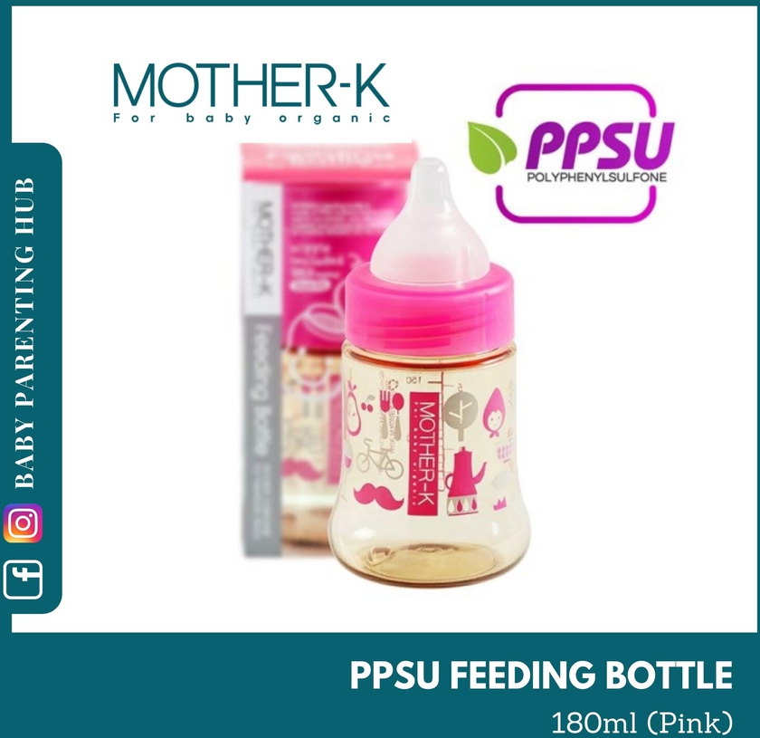Mother-K Newborn Baby Feeding Bottle Set Girl 180ml Medium Flow
