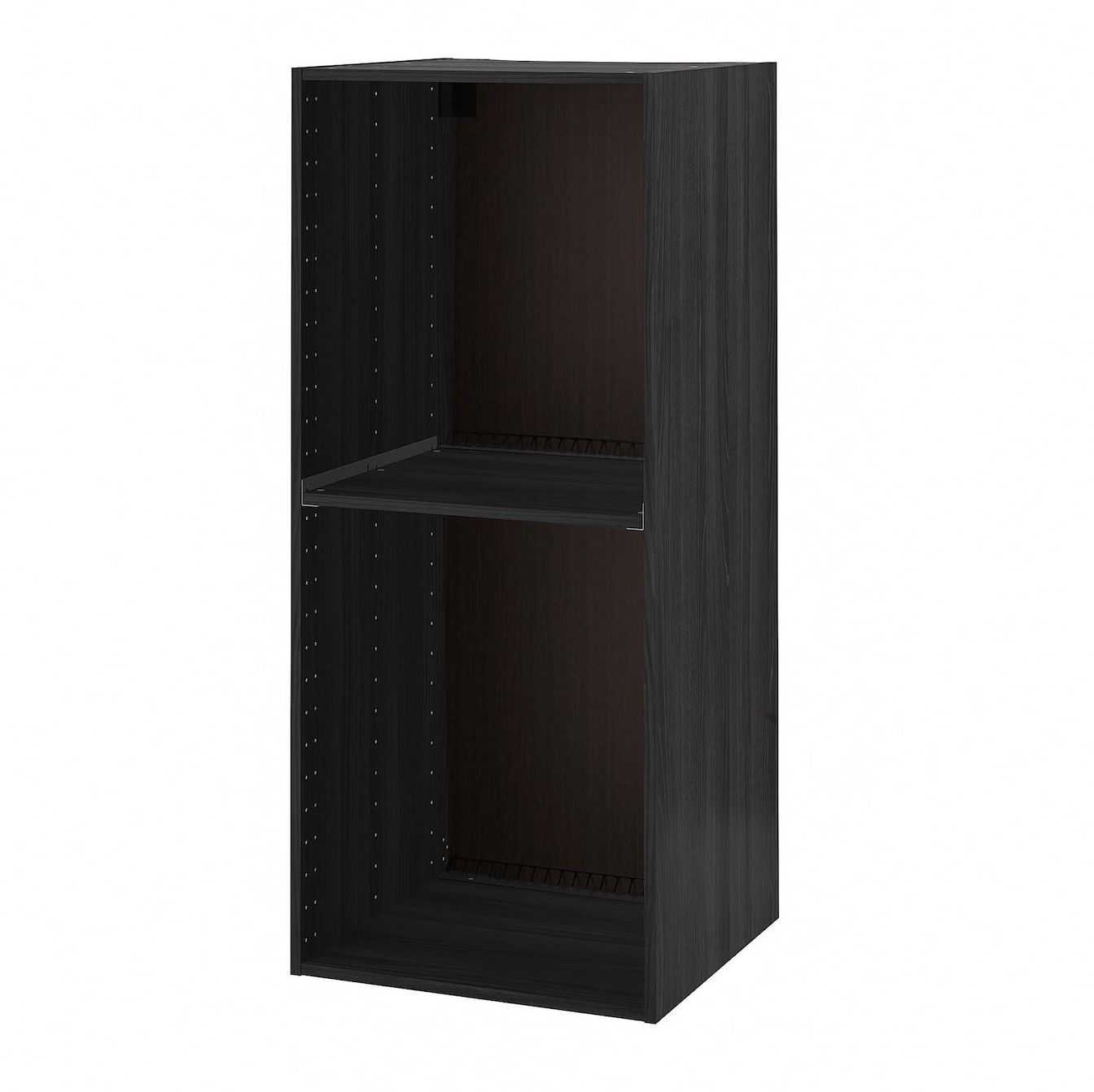 METOD High cabinet frame for fridge/oven - wood effect black 60x60x140 cm