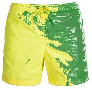 Men Funny Colour Changing Swimming Shorts Yellow/Green