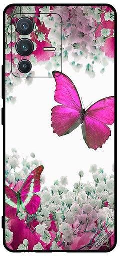 Protective Case Cover For vivo S12 Butterfly And Flowers
