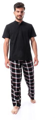 Kady Tartan Pajama Pant Set - Heather Off White, Black & Red