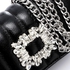 Dejavu Shiny Leather With Diamond Details Cross Body Bag - Black