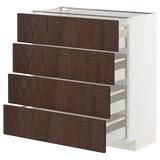 METOD / MAXIMERA Base cab 4 frnts/4 drawers, white/Sinarp brown, 80x37 cm - IKEA