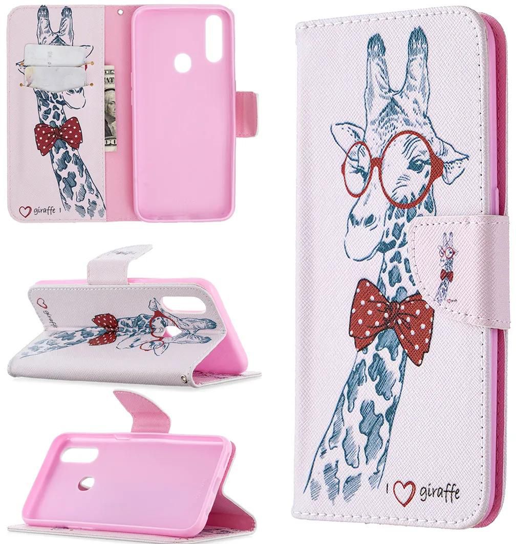 Oppo A31 2020 Case, Oppo A8 2020 Case, Flip PU Leather Wallet Magnetic Phone Bag Cover - Giraffe